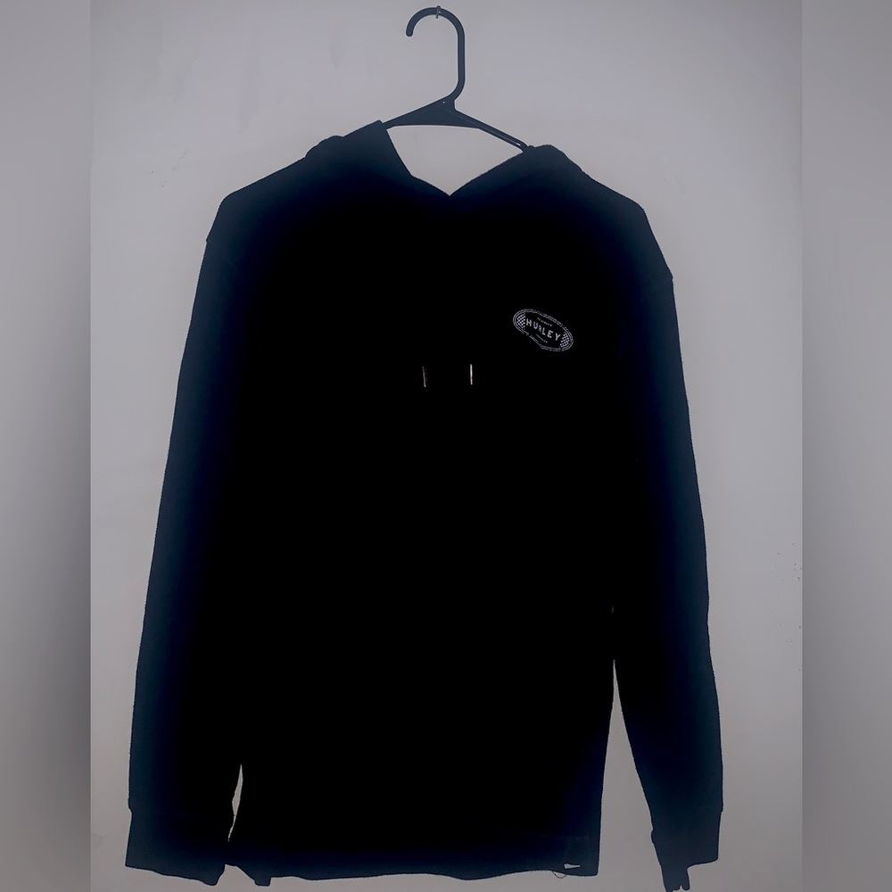 A navy blue and white Hurley Hoodie